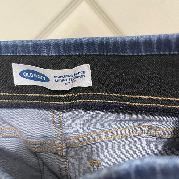 Old Navy Women's Dark Distressed Rockstar Super Skinny Jeggings Mid Rise Jeans 2 - Picture 3 of 9
